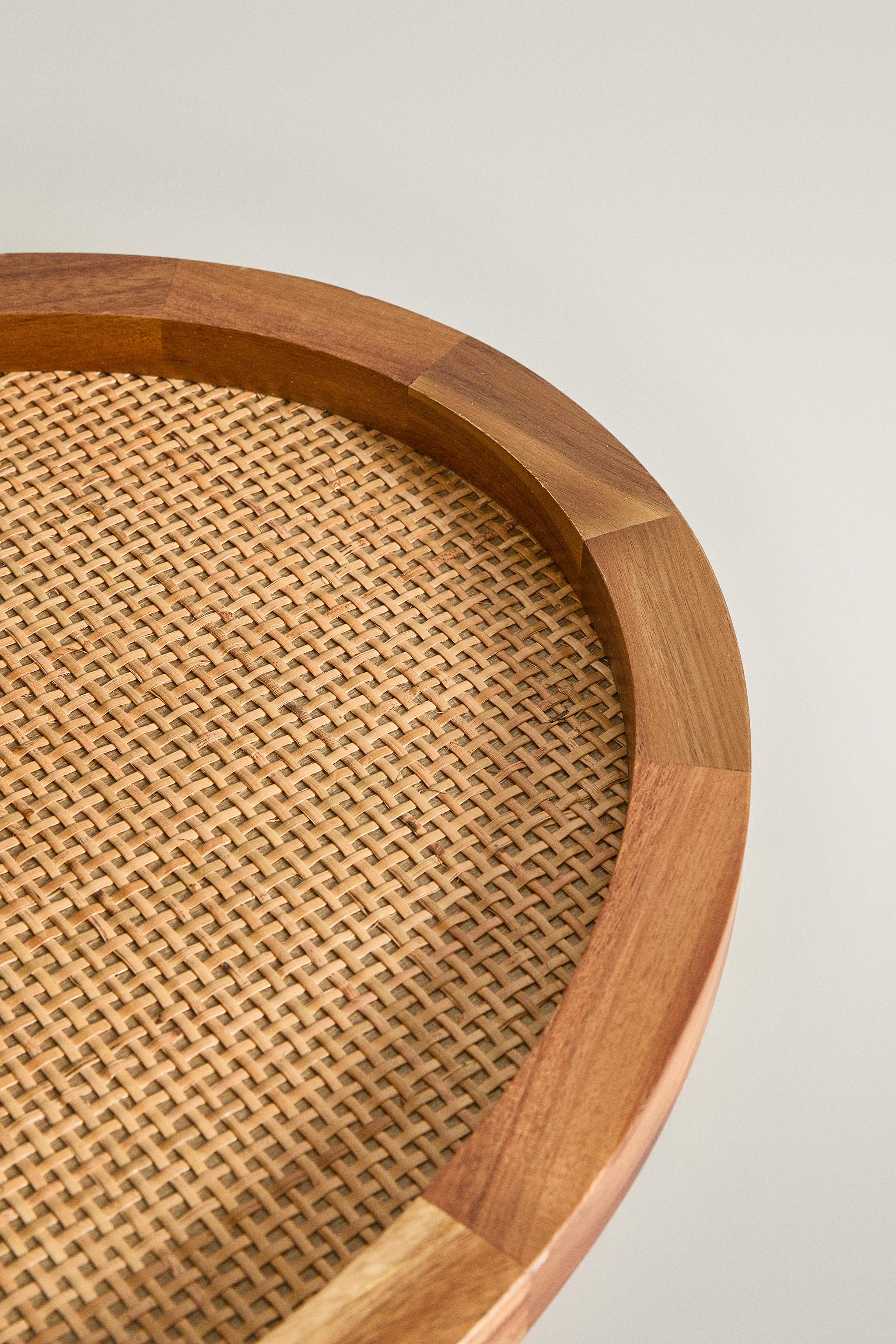 OVAL WOOD RATTAN TRAY