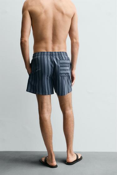 STRIPED MEDIUM SWIMMING TRUNKS - Navy blue by Zara - Image 2