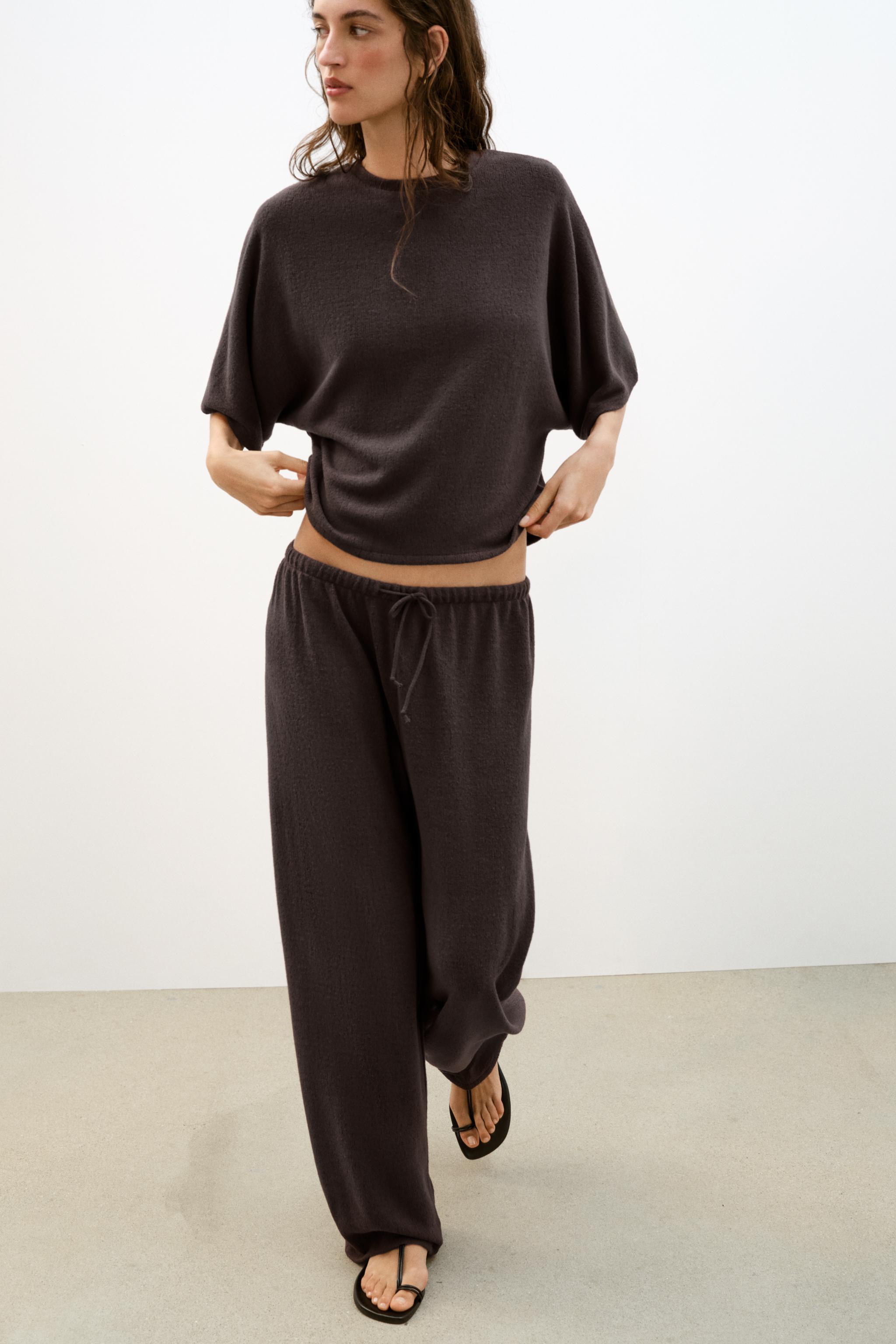RUSTIC WIDE LEG PANTS — Dark brown