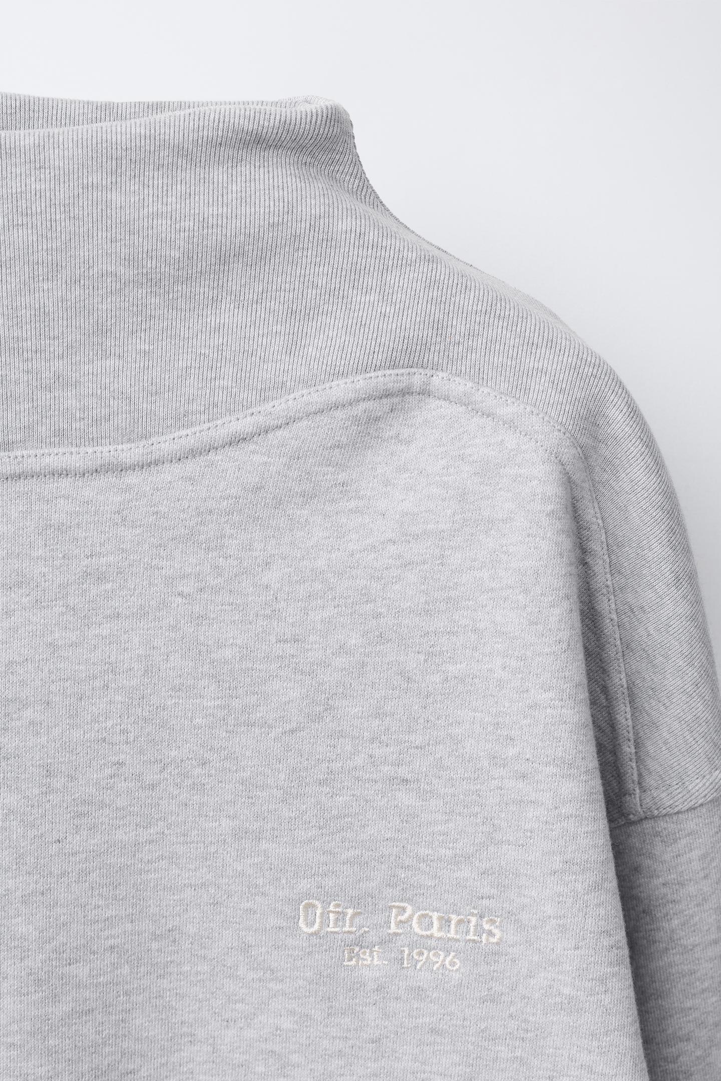 Женская толстовка Zara 0FR. Paris X ZARA Embroidered Cotton Blend, цвет: Серый меланжевый — фото 5