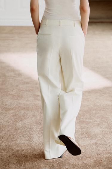PANTALON À PLIS SUR LE DEVANT ZW COLLECTION - Écru de Zara - Image 2