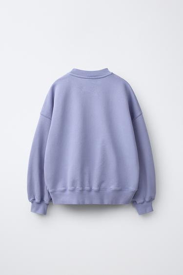 EMBROIDERED FLOWER SWEATSHIRT - Light blue by Zara - Image 1