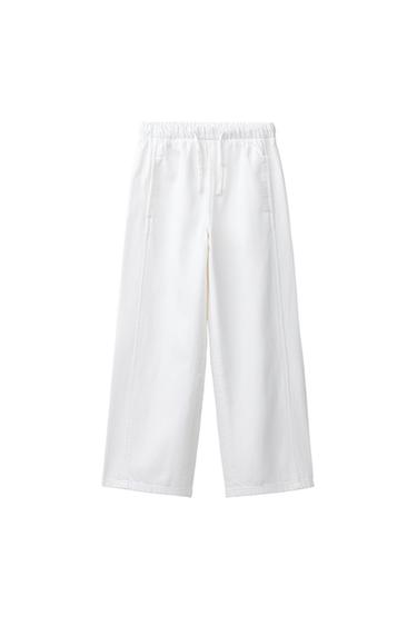 WIDE-LEG JEANS WITH DRAWSTRINGS - White by Zara