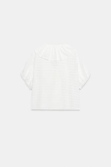 BLOUSE À VOLANTS ET LACETS - Blanc cassé de Zara - Image 6
