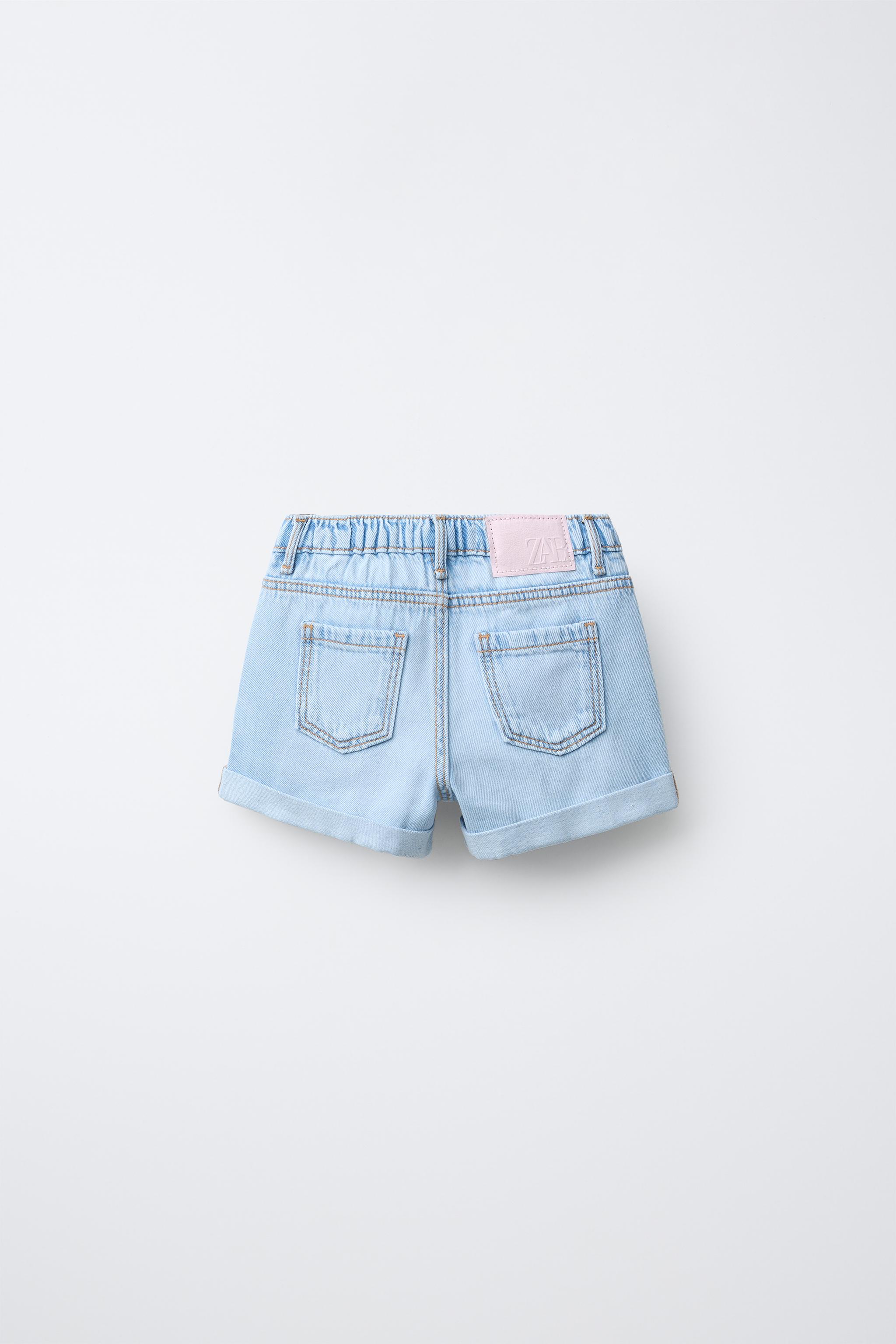 MOM FIT DENIM SHORTS — Light blue