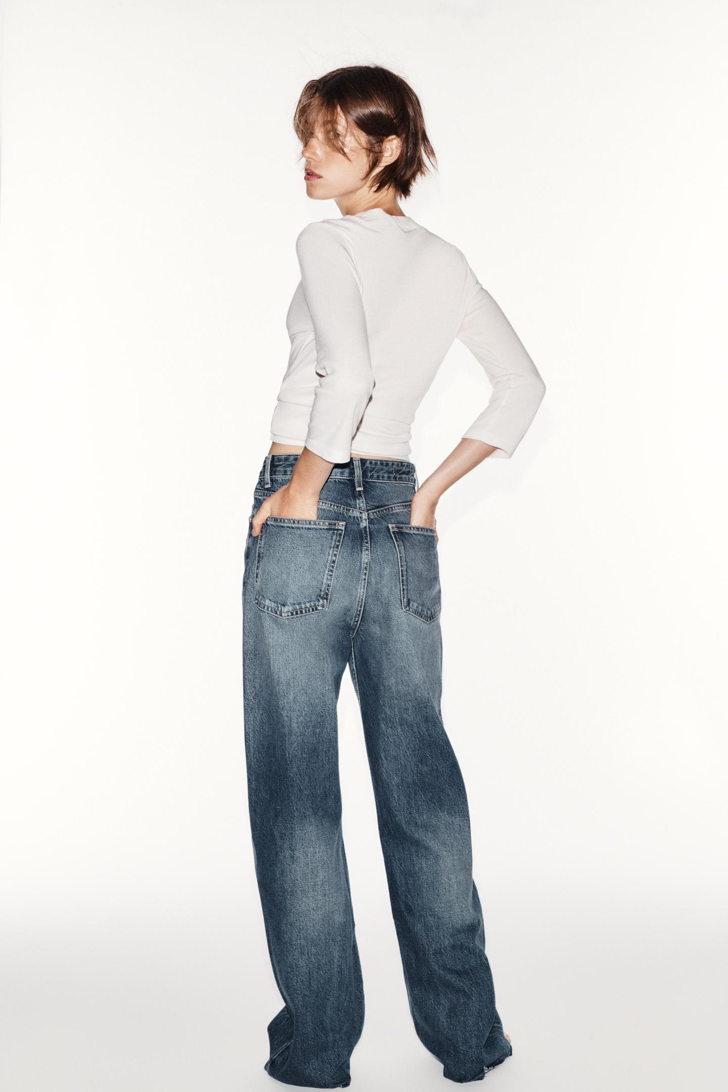 Женские джинсы Zara Trf High-Rise Wide Leg, цвет: Синий — фото 5