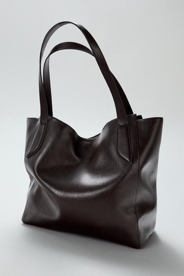 BOLSO MAXI SHOPPER DETALLE ASAS - Marrón de Zara