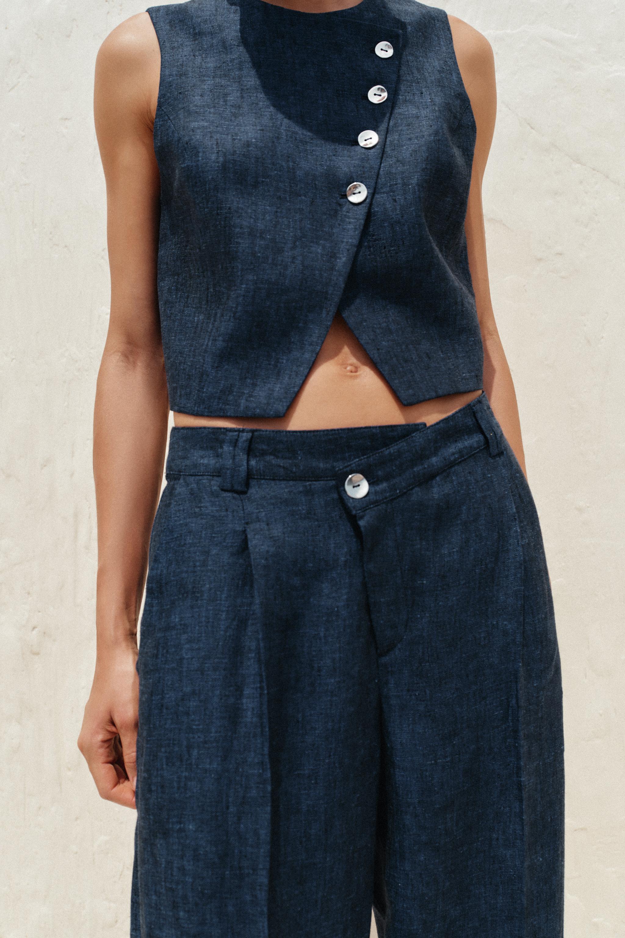 100% LINEN CROSS WAIST PANTS