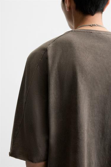 WASHED RELAXED FIT T-SHIRT - Brown by Zara - Image 6