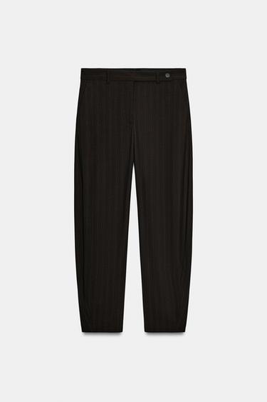 PANTALON À RAYURES ZW COLLECTION - Brown Stripes de Zara - Image 4