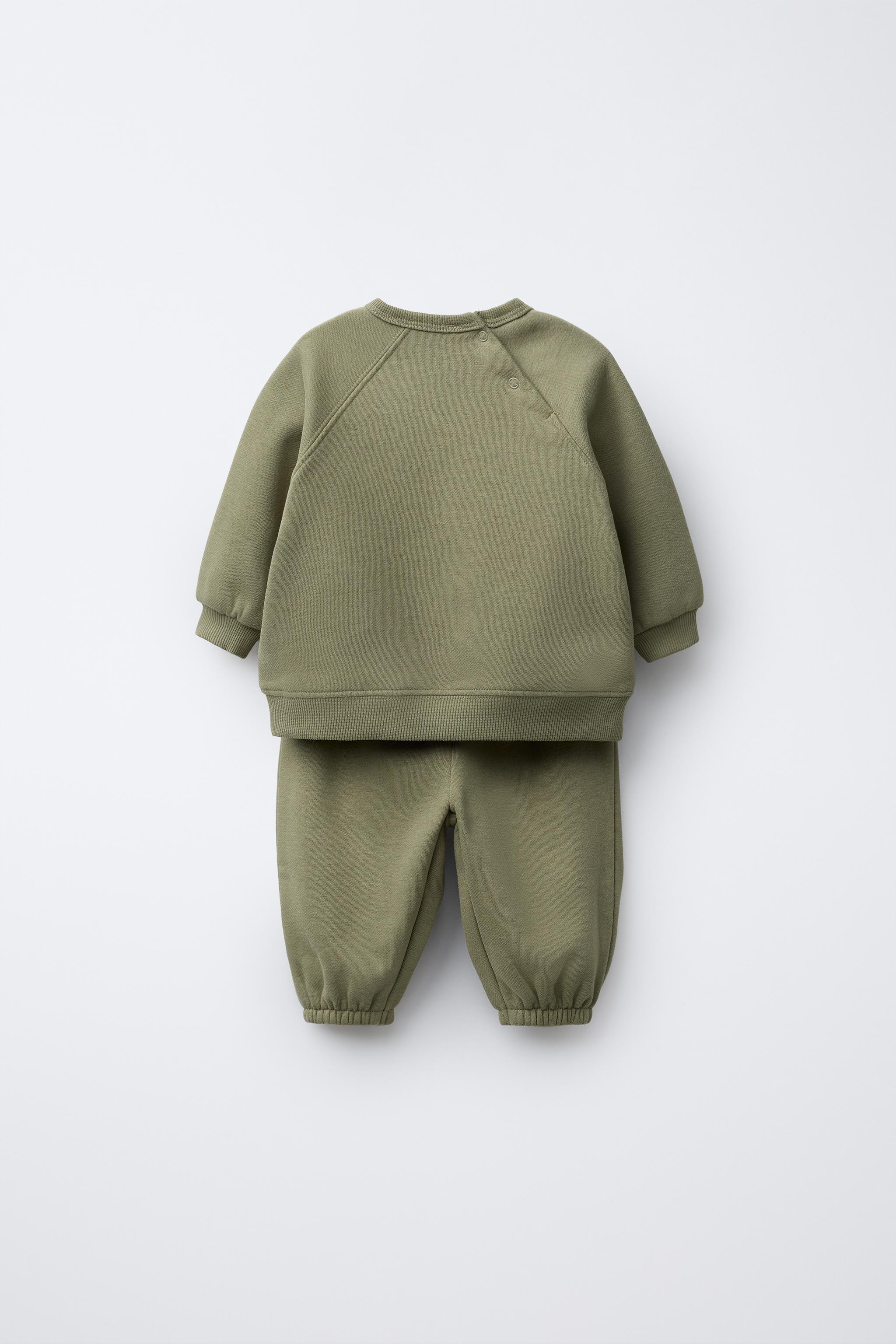PRINT SWEATSHIRT AND JOGGER SET - Khaki | ZARA United States