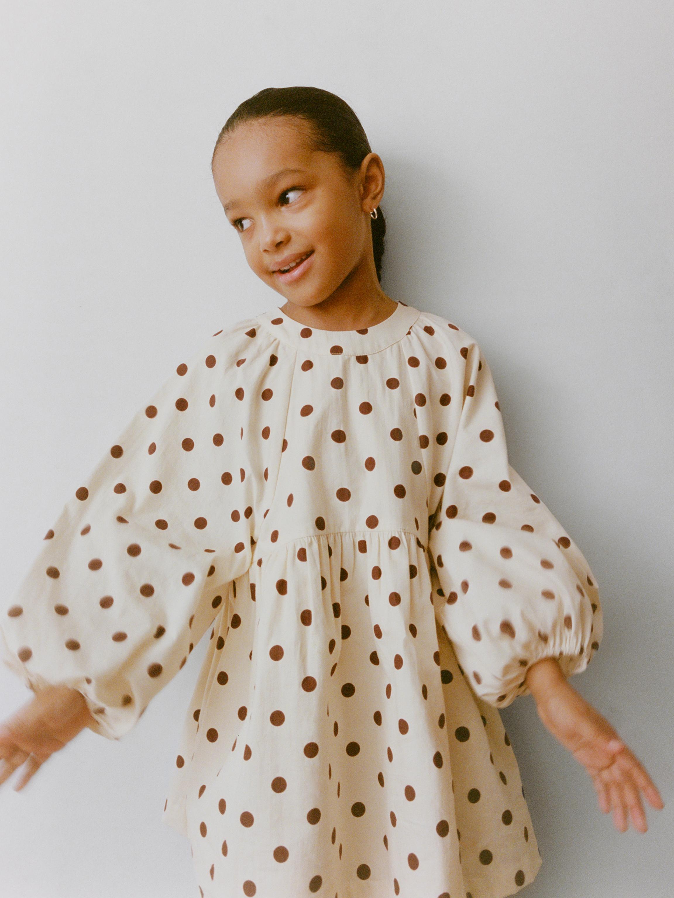 POLKA DOT DRESS — Ecru