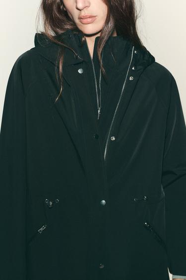 VESTE LONGUE À CAPUCHE - Noir de Zara - Image 4