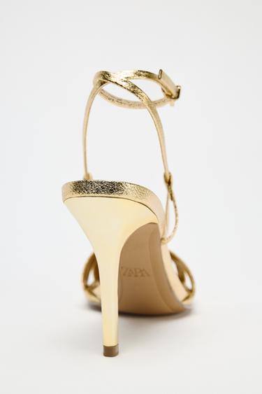 SANDALES À TALONS ET BRIDES EFFET MÉTALLISÉ - Or de Zara - Image 3