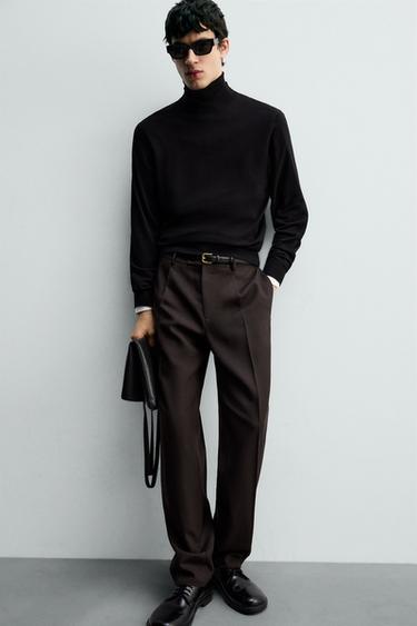 PANTALON PLIS 100% LAINE - Marron de Zara - Image 4