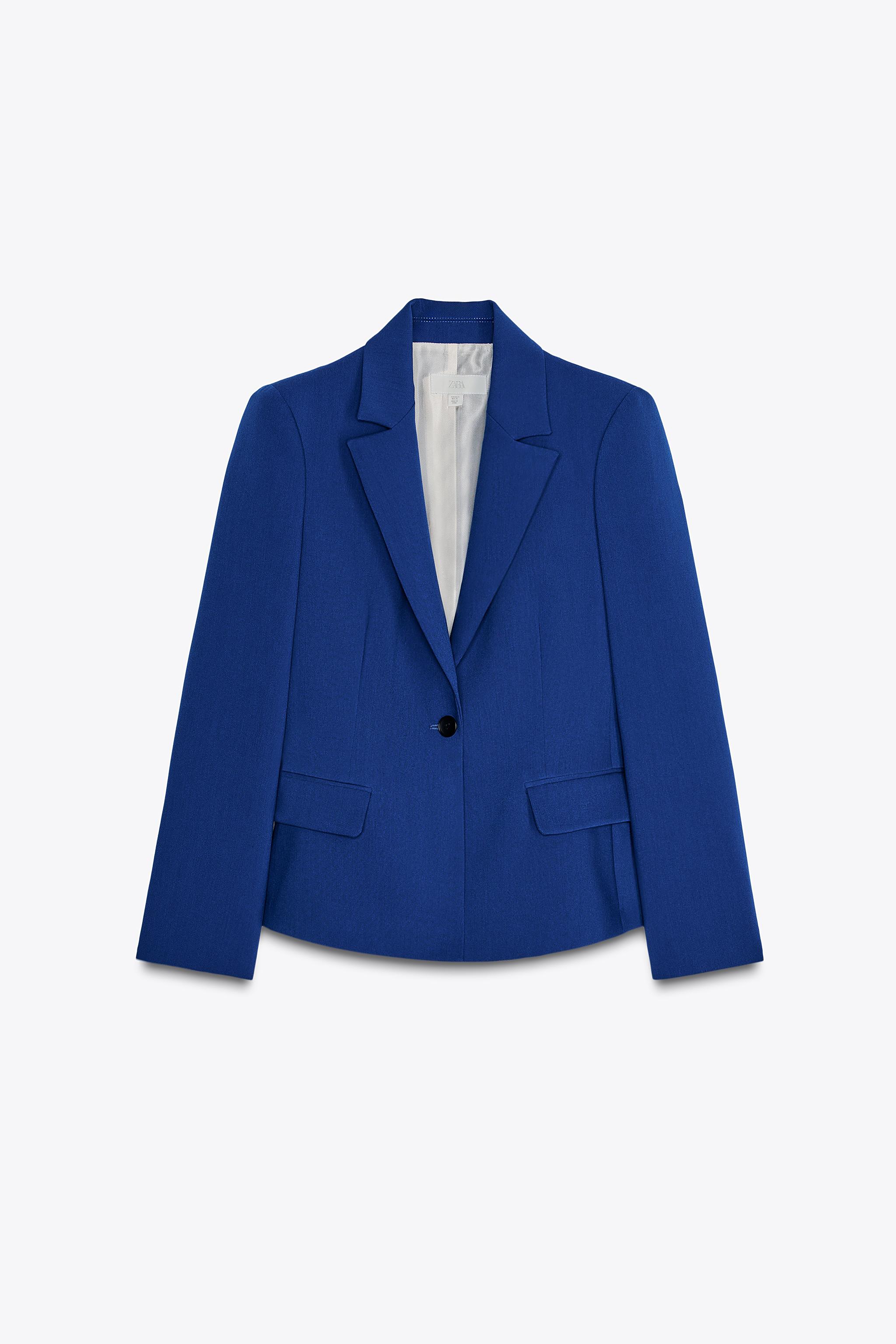 FITTED BLAZER WITH SHOULDER PADS Bluish ZARA Australia