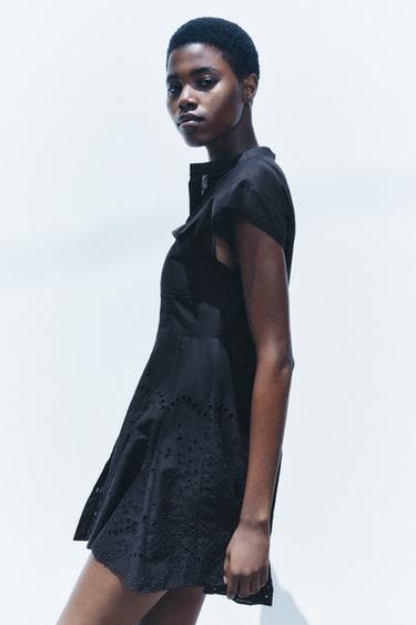 ZW COLLECTION EMBROIDERED SHORT DRESS - Black by Zara