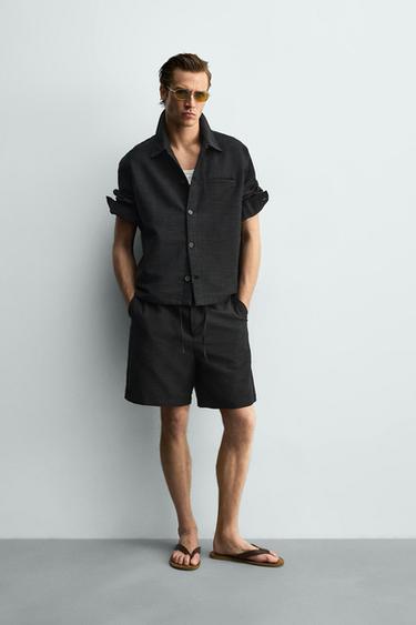 RELAXED FIT FLUID OVERSHIRT - Black by Zara