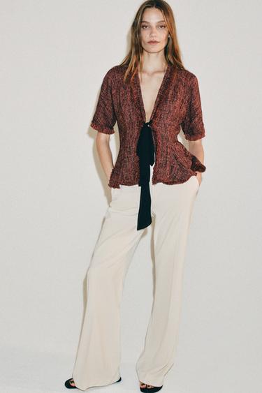 PANTALON TAILLE HAUTE ZW COLLECTION - Écru de Zara