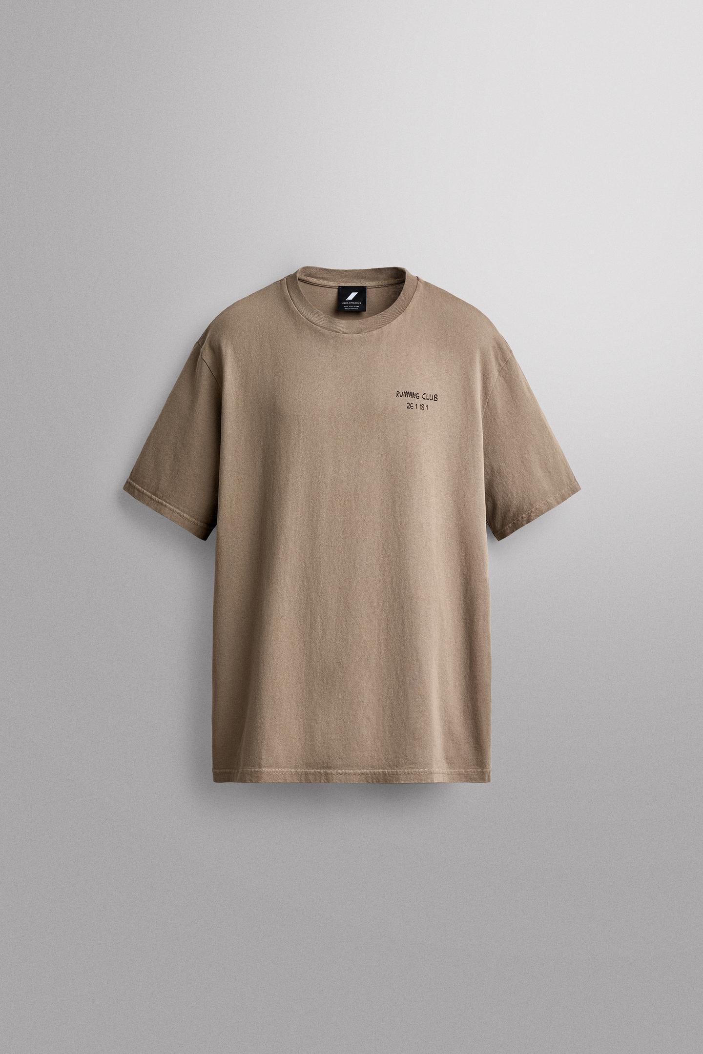 Мужская футболка Zara Printed Cotton, цвет: Коричневый / Серо-коричневый — фото 7