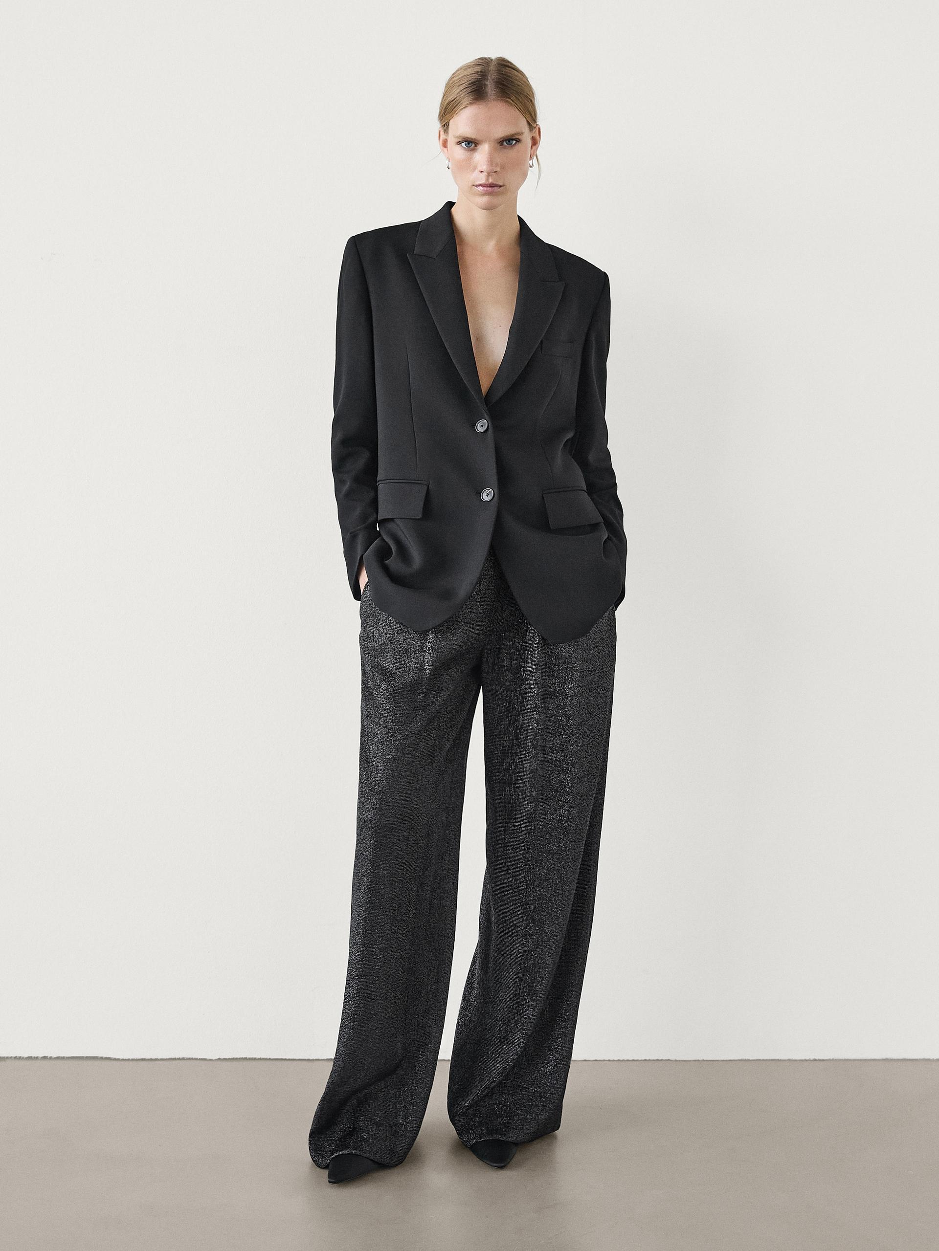 Black shops pleated trousers zara