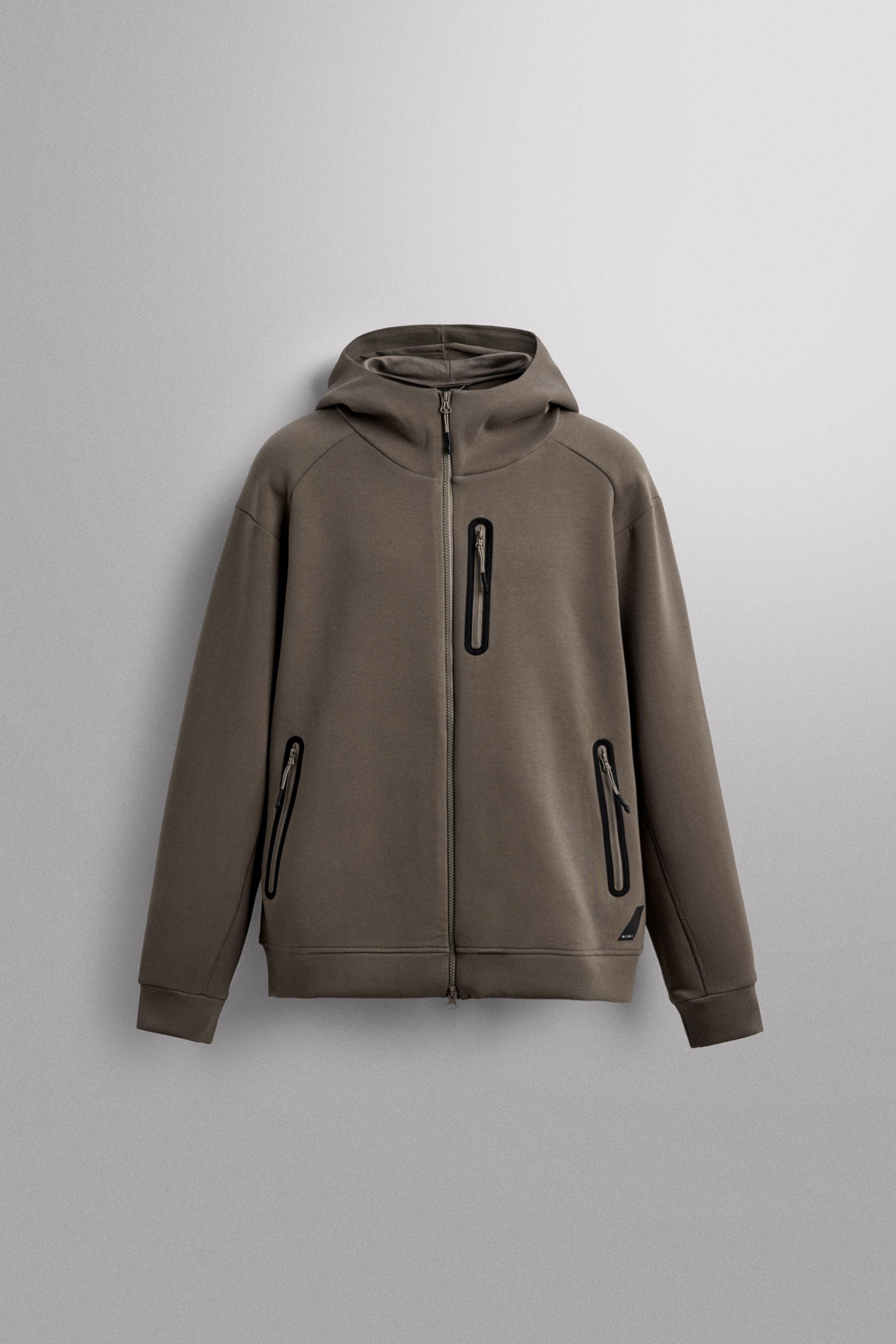スペイン発 ZARA ベーシックジッパーフード付きスウェットシャツ テクニカルジッパーフード付きスウェットシャツ - サンド | ZARA