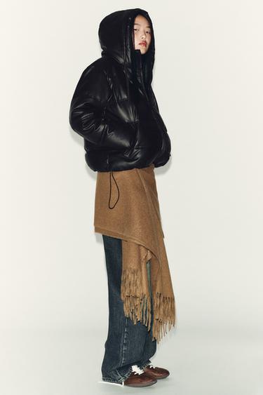 ANORAK ACOLCHADO EFECTO PIEL WATER REPELLENT WINDPROOF - Negro de Zara