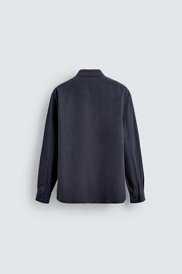 RELAXED FIT FLOWING SHIRT - Dark navy by Zara - Image 6
