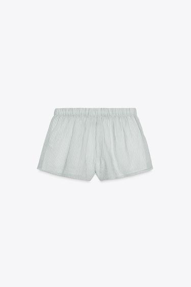 SHORT DE PYJAMA EN GAZE RAYÉ - Blanc / Vert de Zara - Image 6