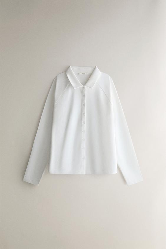 SHORT COTTON SHIRT - White by Zara - Image 0