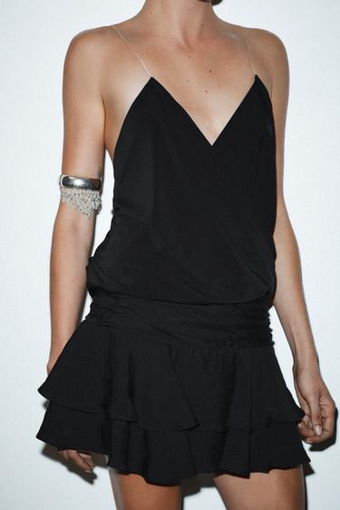 FALDA PANTALÓN VOLANTES - Negro de Zara