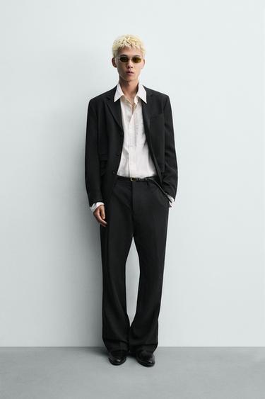 Zara ODIJELO HLAČE RELAXED FIT VISKOZA - LAN – Crna – Slika 0
