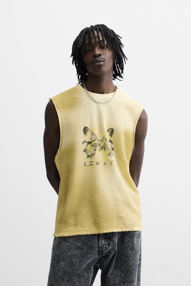 CAMISETA TANK PUNTO ESTAMPADO - Amarillo de Zara