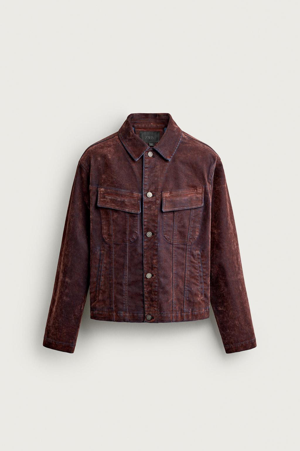 FLOCKED DENIM CROPPED JACKET