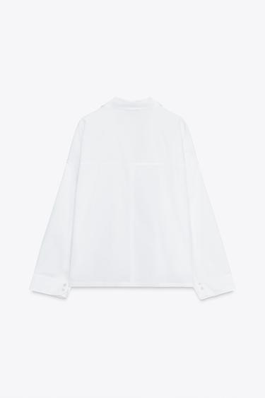 BUTTONED POPLIN SHIRT - White by Zara - Image 7