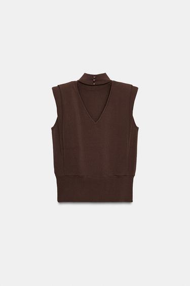 OPEN BACK KNIT TOP - Brown by Zara - Image 6