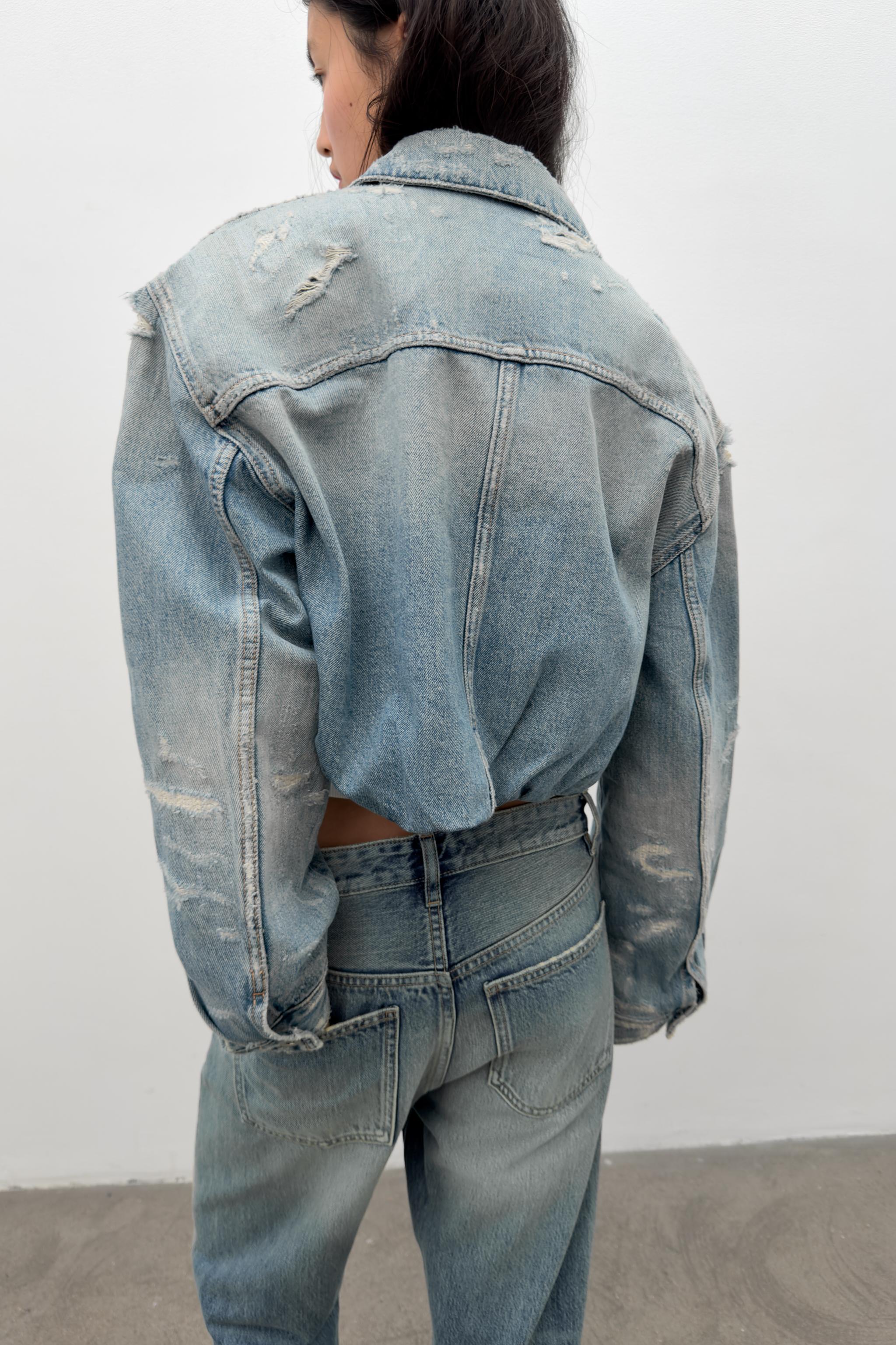TRF クラッシュ加工デニムジャケット - ブルー | ZARA Japan / 日本