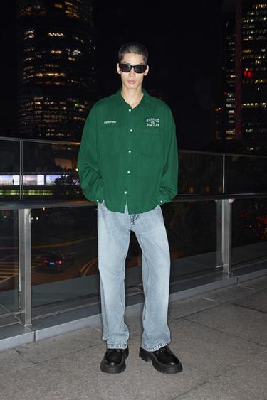 Zara BAGGY FIT 吊襠牛仔褲 - 淡藍色