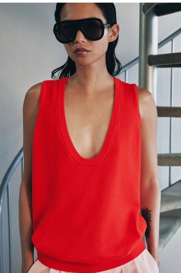 SLEEVELESS KNIT TOP - Red by Zara - Image 1