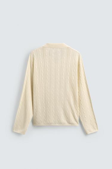 BRAIDED TEXTURE POLO SHIRT - Ecru by Zara - Image 7