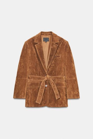 Zara 100% SUEDE LEATHER BLAZER - Toffee - Image 0
