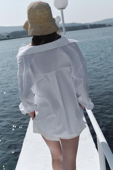 CHEMISE BASIQUE EN POPELINE - Blanc de Zara - Image 7