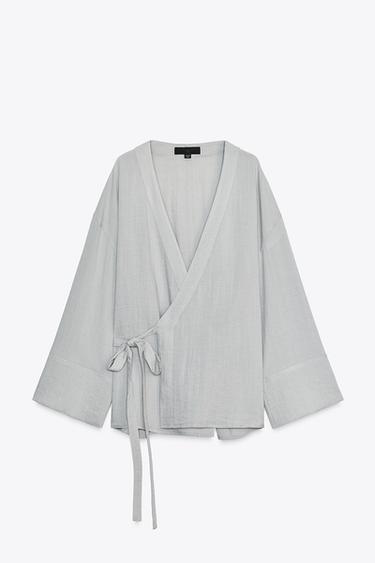KIMONO MIT SEITLICHER SCHLEIFE - Perlgrau Vigoré von Zara