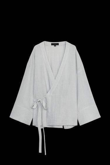 SIDE TIE KIMONO - Pearl marl by Zara - Image 0