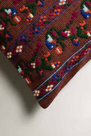 EMBROIDERED CUSHION COVER X COLLAGERIE - Brown by Zara - Image 1