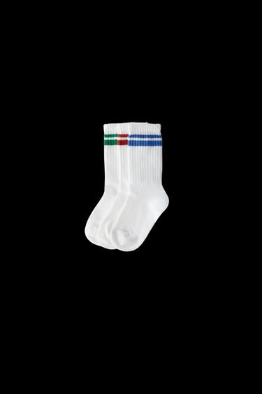 DREIERPACK LANGE SOCKEN MIT STREIFEN - Weiß von Zara - Bild 0