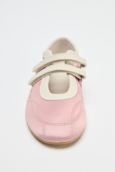 SATIN EFFECT TOPSTITCHED BALLERINAS - Pink by Zara - Image 4