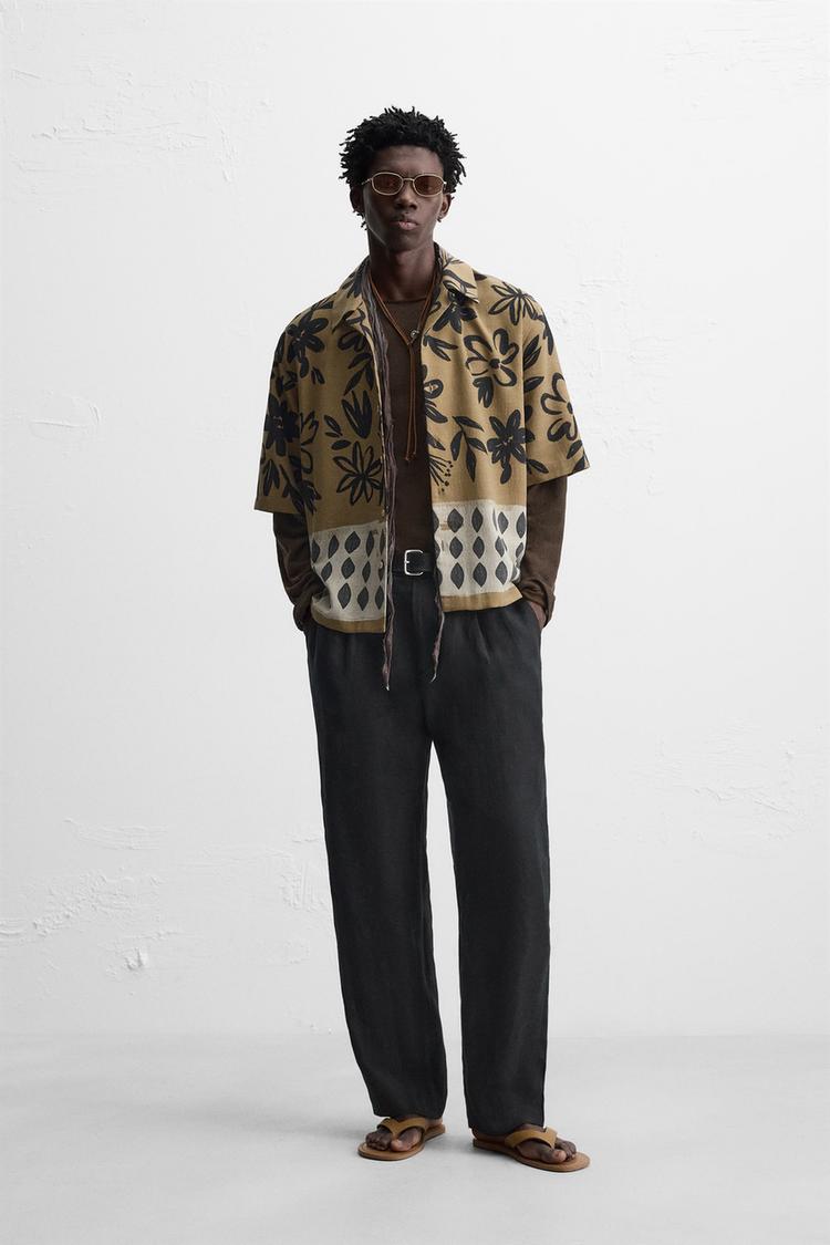 Camicia Floreale Uomo Zara CAMICIA STAMPA FLOREALE Cammello ZARA