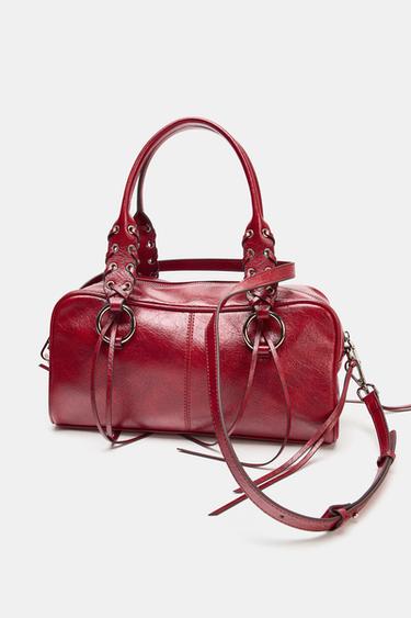 TÚI TRỐNG VÂN RẠN CÓ LỖ XỎ DÂY - Đỏ từ Zara