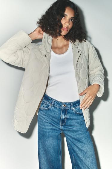 Zara HOODED PUFFER JACKET - Ecru